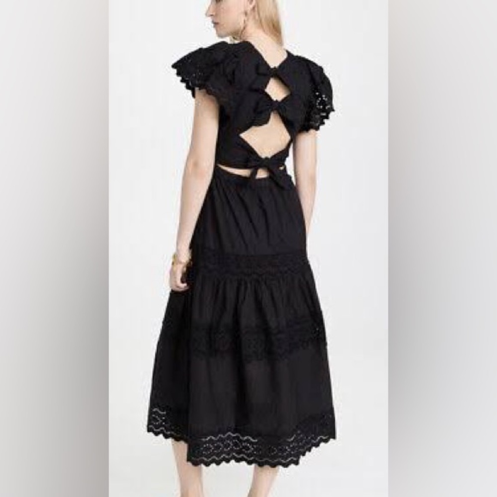 Sea Georgina Eyelet Flutter Sleeve Midi Dress 6